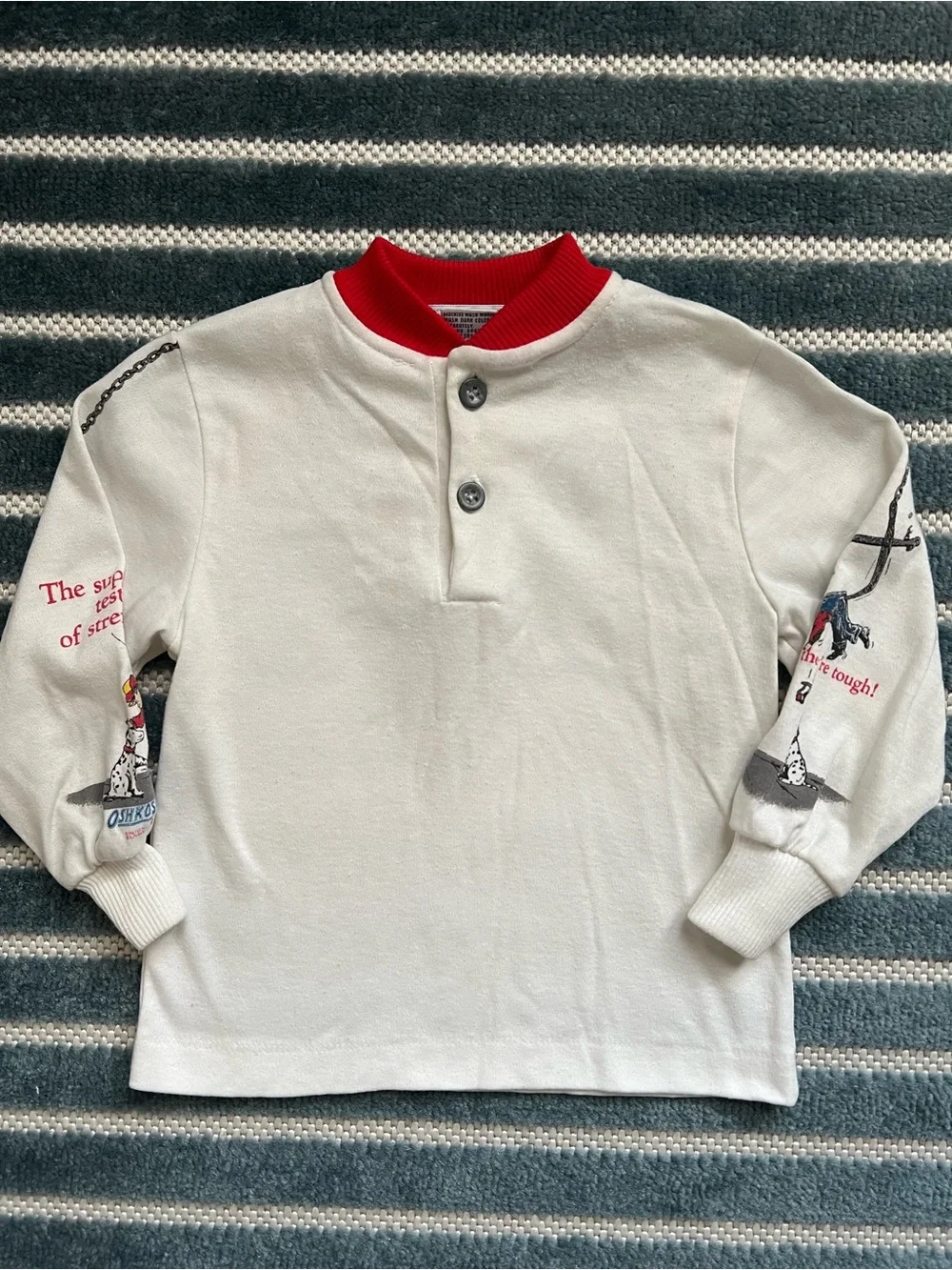 Vintage 80s/90s OshKosh B'gosh Boy Mascot Made in USA 3T Henley Shirt